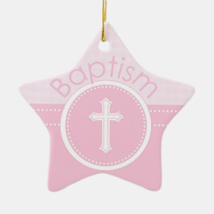 Anpassbar, Rosa Mädchen Kind Gottes Taufe Keramikornament