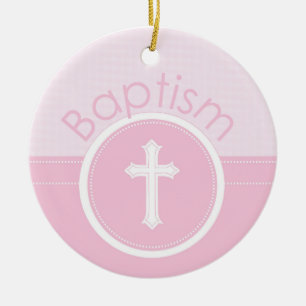 Anpassbar, Rosa Mädchen Kind Gottes Taufe Keramikornament
