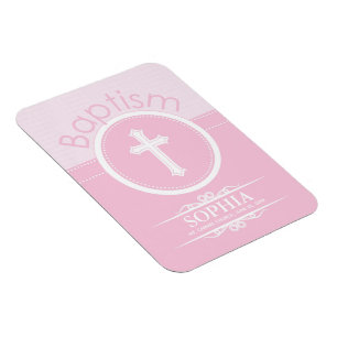 Anpassbar, Rosa Mädchen Kind Gottes Taufe Magnet