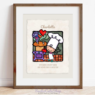 Anpassbar! Süße Brotbäckerin Chef Vintage-Ofen Poster