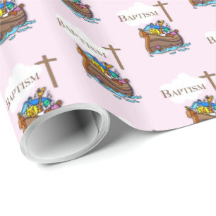 Anpassbar, Taufe der kleinen Mädchen Noahs Arche Geschenkpapier
