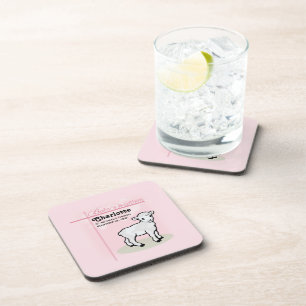 Anpassbar, Taufe, Rosa, Mädchen, Lamm Getränkeuntersetzer