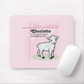 Anpassbar, Taufe, Rosa, Mädchen, Lamm Mousepad (Mit Mouse)