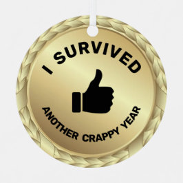 Anpassbar überlebte ich Daumen-up-Medaille lustig Ornament Aus Metall