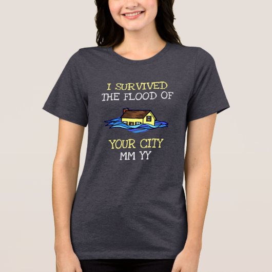 Anpassbar überlebte ich die Flut dunkel Tri-Blend Shirt (Vorderseite)