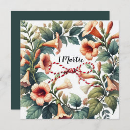 Anpassbare 1 Martie Card mit Blumenkranz Feiertagskarte