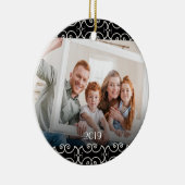 Anpassbare 2-seitige Elegante Scrolls 2 Foto Keramik Ornament (Rechts)