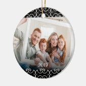 Anpassbare 2-seitige Elegante Scrolls 2 Foto Keramik Ornament (Links)