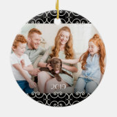 Anpassbare 2-seitige Elegante Scrolls 2 Foto Keramik Ornament (Hinten)