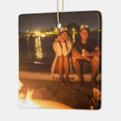 Anpassbare 2-seitige Elegante Scrolls 2 Foto Keramikornament (Links)