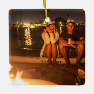 Anpassbare 2-seitige Elegante Scrolls 2 Foto Keramikornament