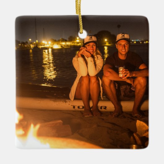 Anpassbare 2-seitige Elegante Scrolls 2 Foto Keramikornament (Vorderseite)