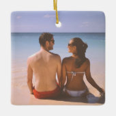 Anpassbare 2-seitige Elegante Scrolls 2 Foto Keramikornament (Vorderseite)