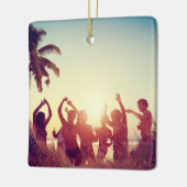 Anpassbare 2-seitige Elegante Scrolls 2 Foto Keramikornament (Links)