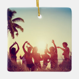 Anpassbare 2-seitige Elegante Scrolls 2 Foto Keramikornament