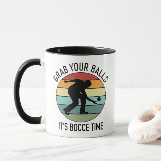 Anpassbare 2-seitige (Name) Bocce Ball-Tasse Tasse (Mit Donut)