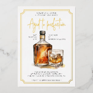 Anpassbare 40. Geburtstags-Whiskey-Echtgold-Einlad Folieneinladung