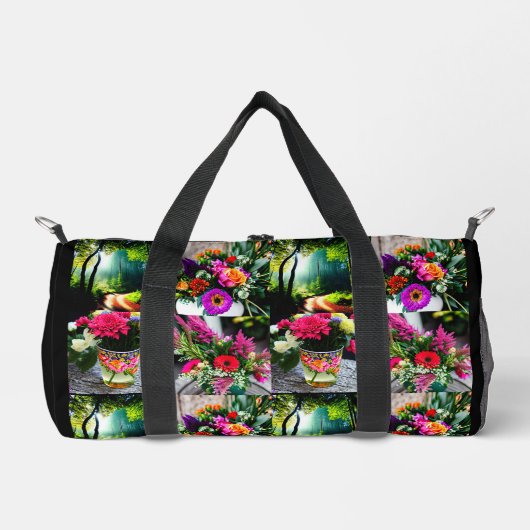 Anpassbare 4 personalisierbare Fotomaterial-Collag Duffle Bag (Vorderseite)