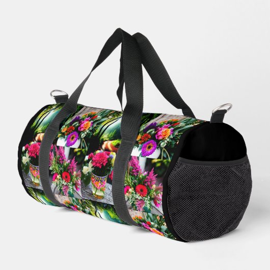 Anpassbare 4 personalisierbare Fotomaterial-Collag Duffle Bag (Rechte Ecke)