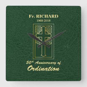 Anpassbare 50. Jahrestag der Ordination Green Quadratische Wanduhr