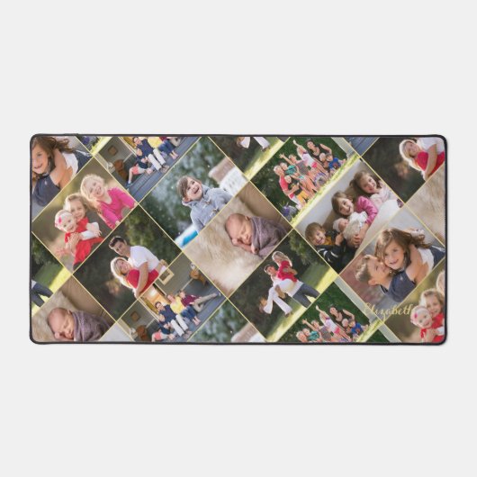 Anpassbare 9-Foto Collage Monogram Zuhause Office Schreibtischunterlage (Vorderseite)