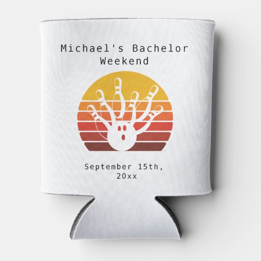 Anpassbare Abdeckung | Retro Bowling Bachelor Part Dosenkühler (Vorderseite)