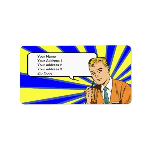 Anpassbare Adressetiketten im Retro-Comic (Vorne)