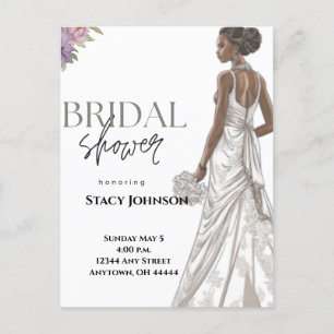 Anpassbare afroamerikanische Braut Bridal Shower Postkarte