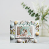 🐰 🥚 🌸 Anpassbare 🐇 ägssquisite OsterErinnerung Feiertagspostkarte (Stehend Vorderseite)