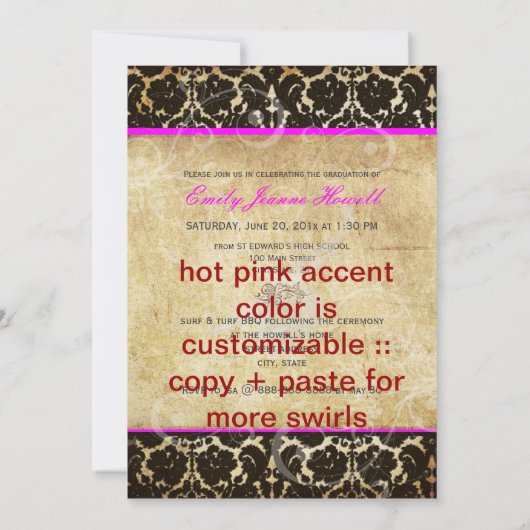 Anpassbare Akzent-Farbe, 2010 Abschlüsse Party Einladung (Rückseite)