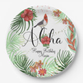 Anpassbare Aloha Tropical Geburtstagsfeier Pappteller (Vorderseite)