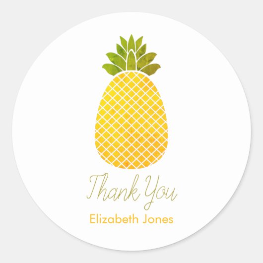 Anpassbare Ananas Vielen Dank Runder Aufkleber (Vorderseite)