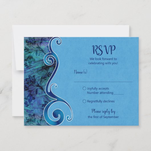 Anpassbare Aqua Blue RSVP-Karte RSVP Karte (Vorderseite)
