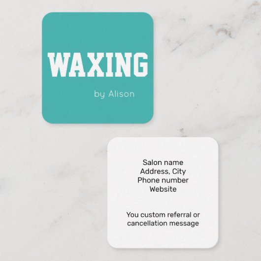 Anpassbare aquamarine Bearbeitung oder andere Beru Quadratische Visitenkarte (Vorne/Hinten)