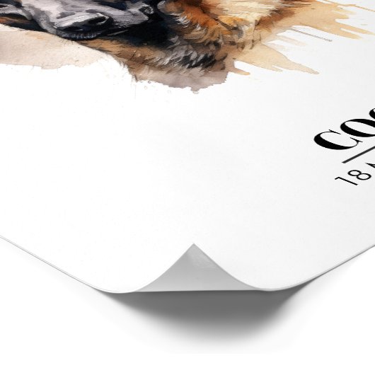 Anpassbare Aquarellbilder von Malinois Poster (Ecke)