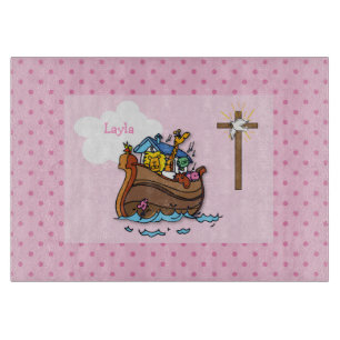 Anpassbare Arche-Noah-Taufe für Baby-Mädchen, Rosa Schneidebrett