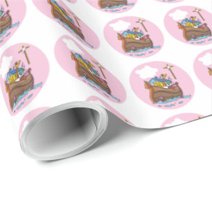 Anpassbare Arche-Noah-Taufe für Babys, Mädchen Ros Geschenkpapier