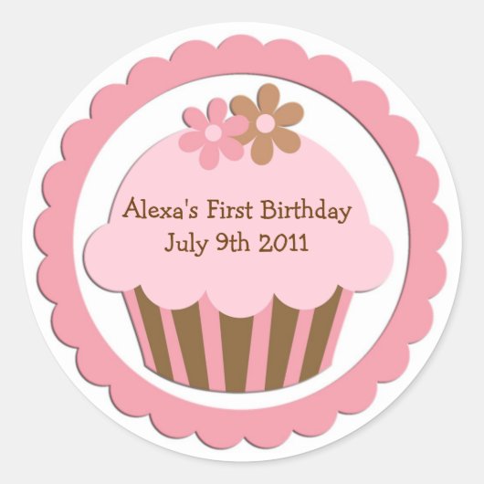 Anpassbare Aufkleber für Cupcake (Vorderseite)
