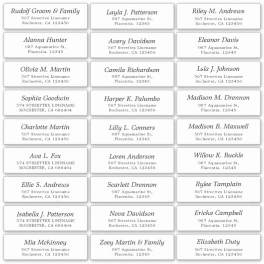 Anpassbare Aufkleber für Hochzeitsgäste (Vorderseite)