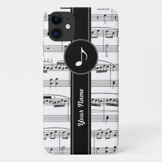 anpassbare b&w-Musiknoten Case-Mate iPhone Hülle (Rückseite)