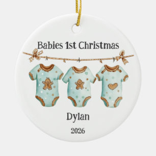 Anpassbare Babys 1. Weihnachten für Jungen Keramik Ornament