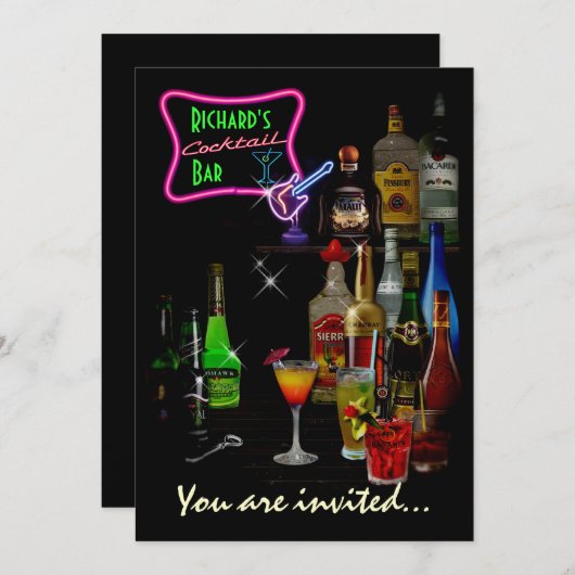 Anpassbare Bar Einladung (Vorne/Hinten)