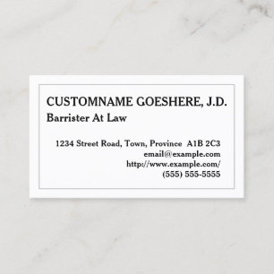 Anpassbare Barrister bei der Law Business Card Visitenkarte