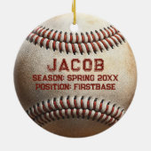 Anpassbare Baseball-Spielernamen Weihnachten der K Keramik Ornament (Hinten)