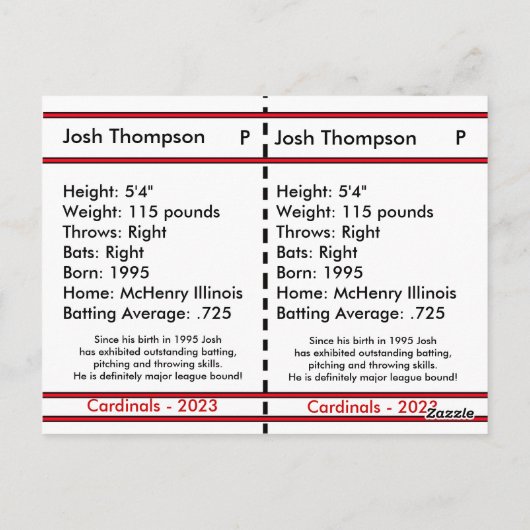 Anpassbare Baseballkarte Postkarte (Rückseite)