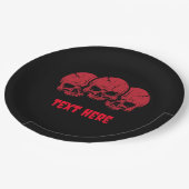 Anpassbare Beängstigende Halloween-Skull-Papier-Te Pappteller (Schrägansicht)