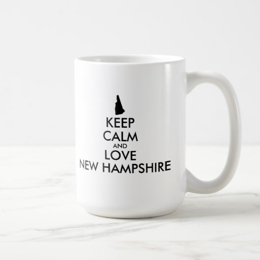 Anpassbare BEHALT-CALM und LIEBE NEU HAMPSHIRE Kaffeetasse (Rechts)