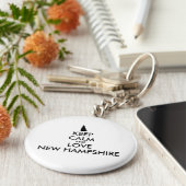 Anpassbare BEHALT-CALM und LIEBE NEU HAMPSHIRE Schlüsselanhänger (Seite)