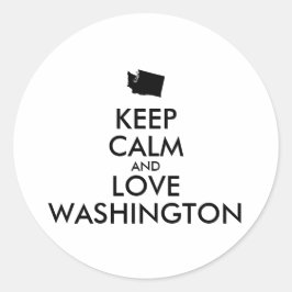 Anpassbare BEHALT-CALM und LIEBE WASHINGTON Runder Aufkleber