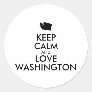 Anpassbare BEHALT-CALM und LIEBE WASHINGTON Runder Aufkleber